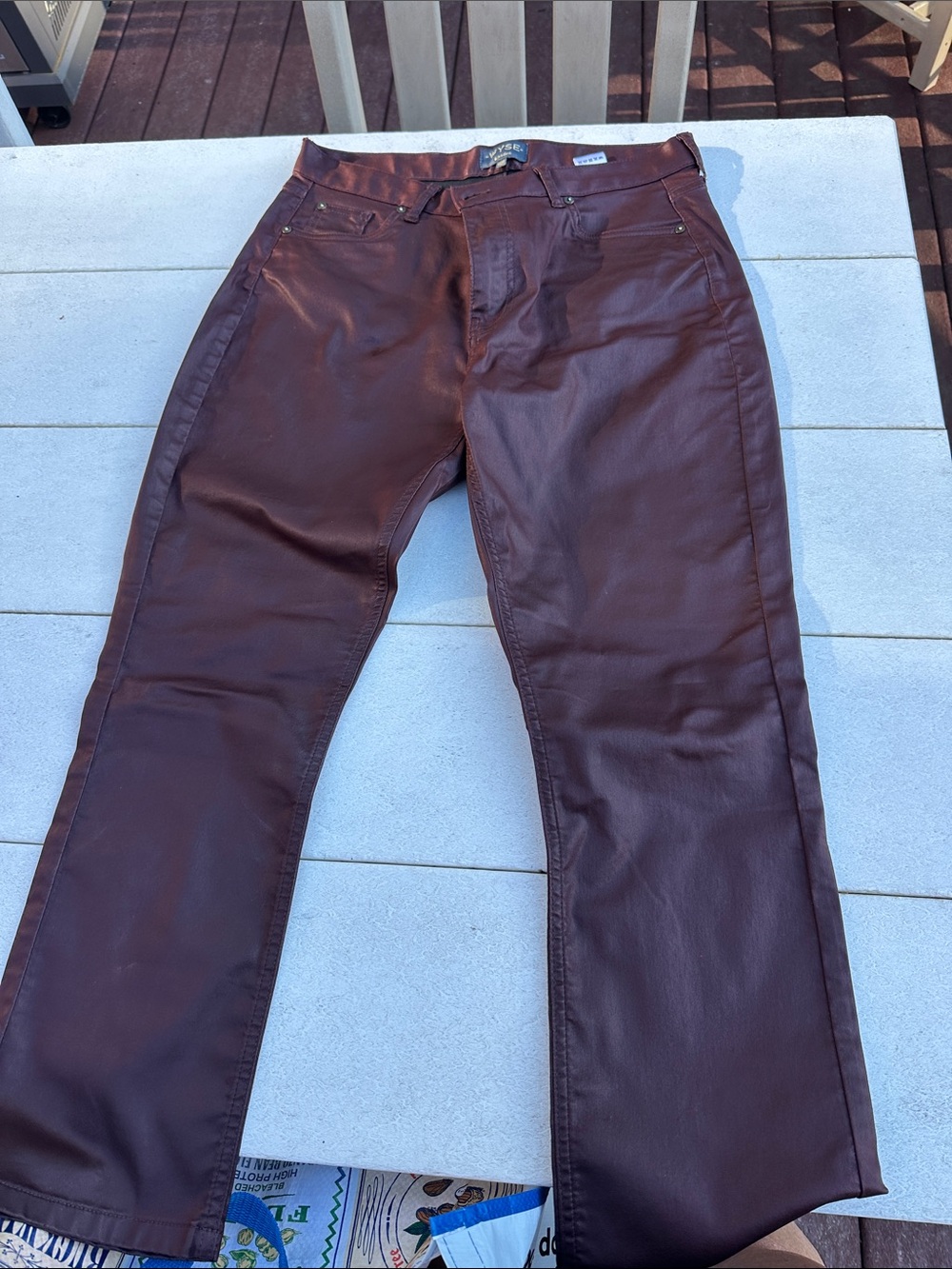 Wyse women’s Brown Faux-Leather Jeans